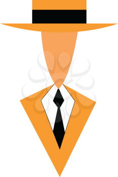 A gentleman in yellow formal suite black tie and matching hat vector color drawing or illustration 