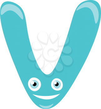 A happy face of alphabetic figure of U in blue color vector color drawing or illustration 