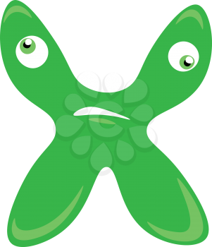 A green figurine in the shape of alphabet X vector color drawing or illustration 