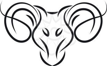 Aries sign tattoo illustration color vector on white background