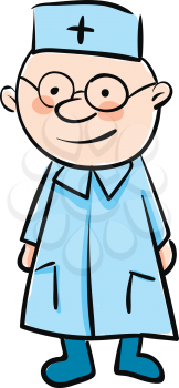 Simple cartoon of a doctor in robe vector illustration on white background 
