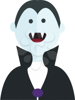 Vector illustration of a smiling Dracula on white background 