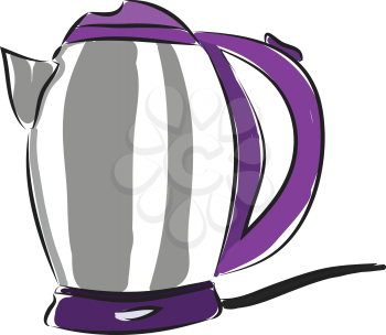 Grey and purple electric kettle vector illustration on white background 