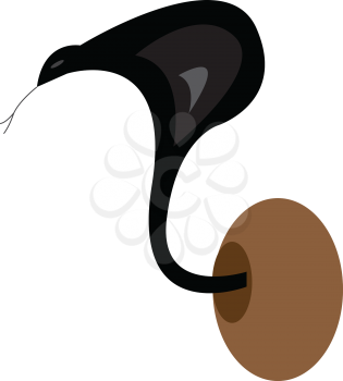 A black snake with his tongue coming out of a hole vector color drawing or illustration
