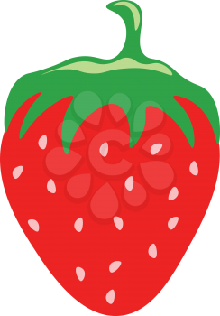 A drawing of a strawberry with green top vector color drawing or illustration