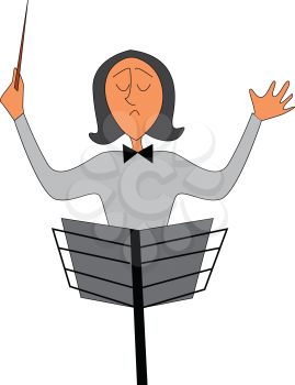 Portrait of an orchestra conductor vector illustration on white background