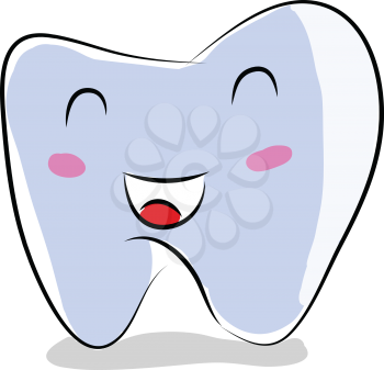 Cartoon of a smiling tooth vector illustration on white background