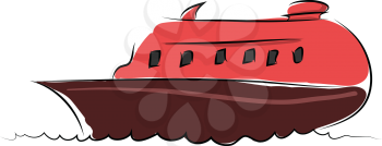 Cartoon red boat vector illustration on white background