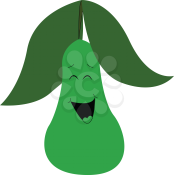 Happy green pear illustration vector on white background