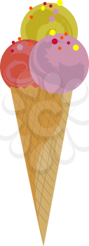 Icecream with different fruits illustration vector on white background