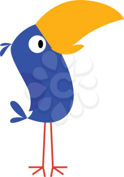 Little blue bird with a yellow beakillustration vector on white background