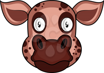 Brown cartoon pig vector illustration on white background