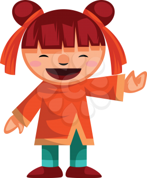 Chinese girl is happy for a New Year aheadvector illustration