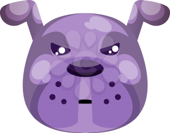 Grumpy purple cartoon dog vector illustartion on white background