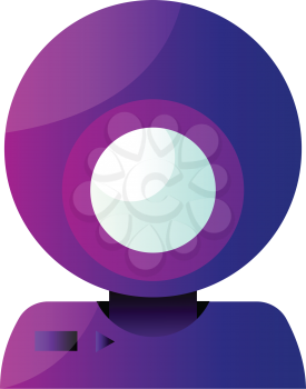 Vector icon illustration of a purple round webcam on white background