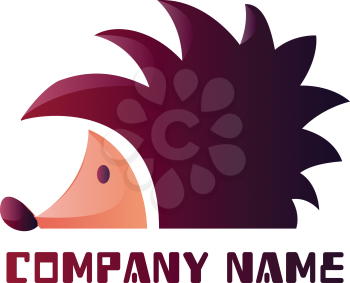 Simple purple hedgehog vector logo design on white background