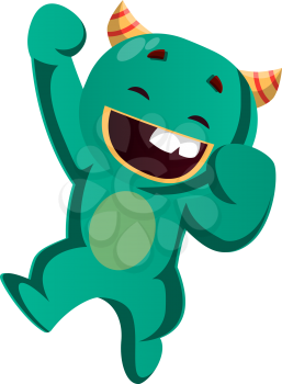 Green monster jumping vector illustration