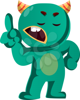 Wait a minute green monster is gesturing vector illustration