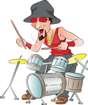Man Playing Drums, vector illustration