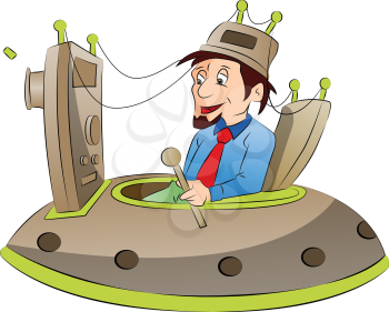 Man Sitting on a Mind Control Chair, vector illustration