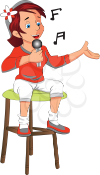 Girl Seated Singing, vector illustration
