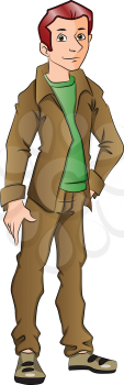Vector of handsome young man with hand on hip.