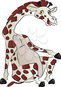 Vector illustration of curious giraffe sitting.