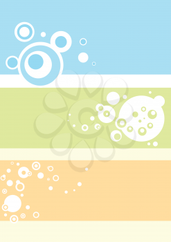 Circles and bubbles in blue green and yellow, abstract, vector illustration