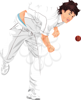 Vector illustration of cricket bowler propelling the ball.