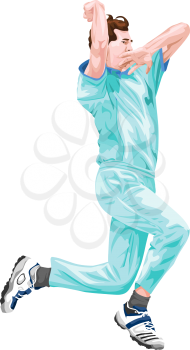 Vector illustration of cricket bowler in action.