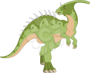 Dinosaur, Green, Horned and Spiked, vector illustration