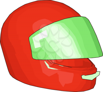 Red and green motorcycle helmet vector illustration on white background