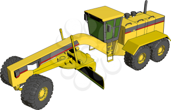 Yellow industrial grader vector illustration on white background