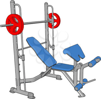3D vector illustration of a blue gym weight lifting achine on white background