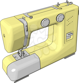 Simple vector illustration of an yellow sewing machine white background