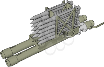 3D vector illustration on white background of a military missile laucher