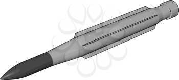 3D vector illustration on white background of a military missile