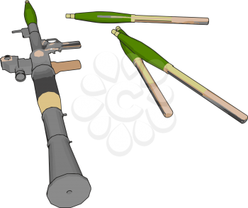 3D vector illustration on white background  of a military shoulder fired rocket launcher