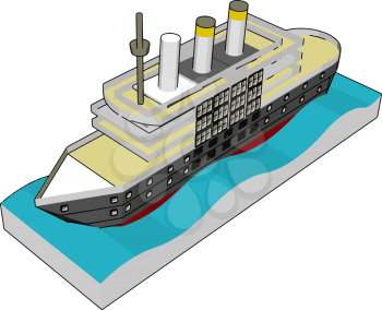 3D illustration of a sea cruiser vector illustration on white background
