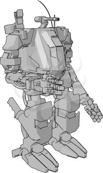 Simple vector illustration of a grey robot standing arm out