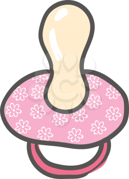 Pink floral nipple for baby illustration vector on white background