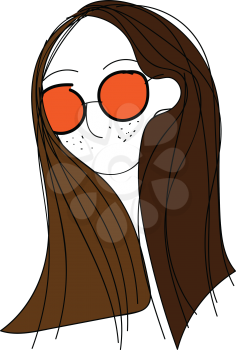 Brunette wearing colorful sunglasses vector illustration