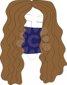 Long haired girl with a scarf illustration vector on white background 