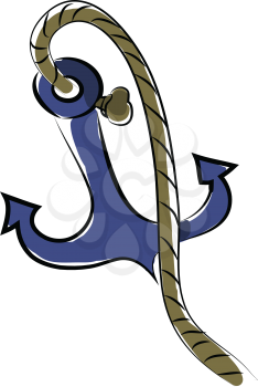 A metal anchor with rope vector or color illustration