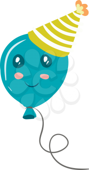 A blue party balloon vector or color illustration