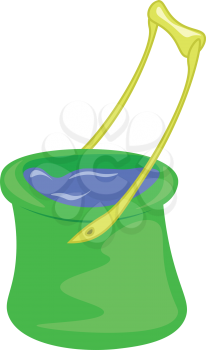 Green bucket full of water vector or color illustration