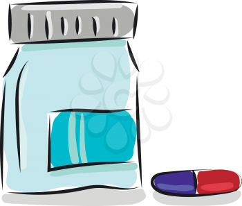 Medical pills and bottle illustration vector on white background 