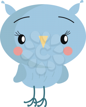 Little blue owl illustration vector on white background 