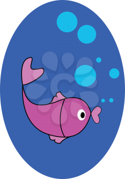 Pink fish illustration vector on white background 