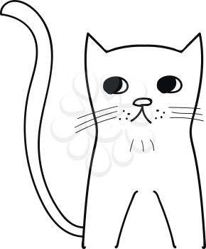 Sad kitty illustration vector on white background 